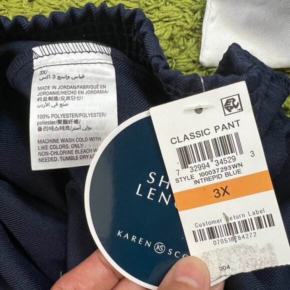 Karen Scott Women Plus Pull on Comfort Pants Stretch 3X Navy Elasticized Waist - Picture 3 of 8